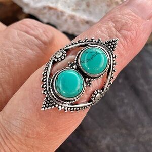 Santa Rosa Turquoise Silver Ring Sz 8